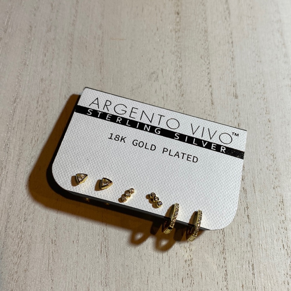 Set of 3 18K Gold Plated Sterling Silver